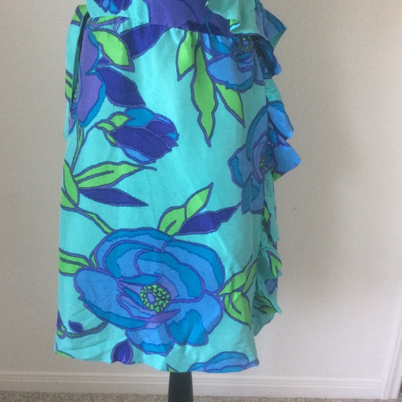 Kate Spade Turquoise Floral Wrap Dress / Size 8 - Picture 4 of 12